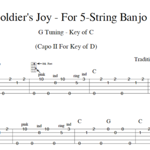 "Soldiers Joy" Tab in C for 5 String Banjo